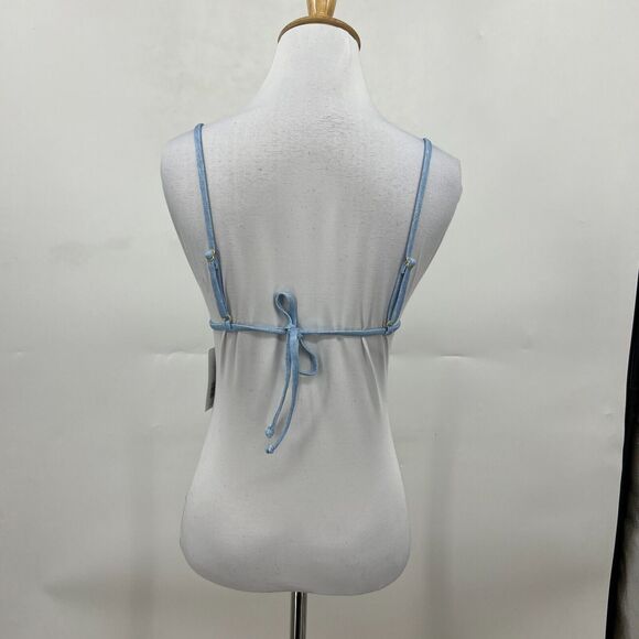 We Wore What Copper Bikini Top Womens L Large Light Blue Denim String Triangle - Picture 4 of 11